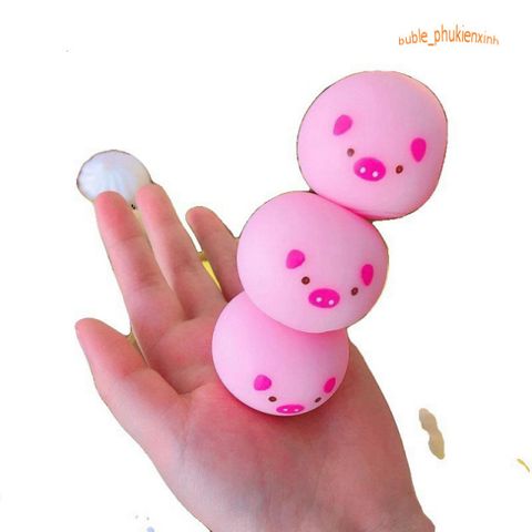 Hộp 3 chiếc bánh bao squishy mềm mại hình thỏ trắng, gấu nâu và quả đào dễ thương.