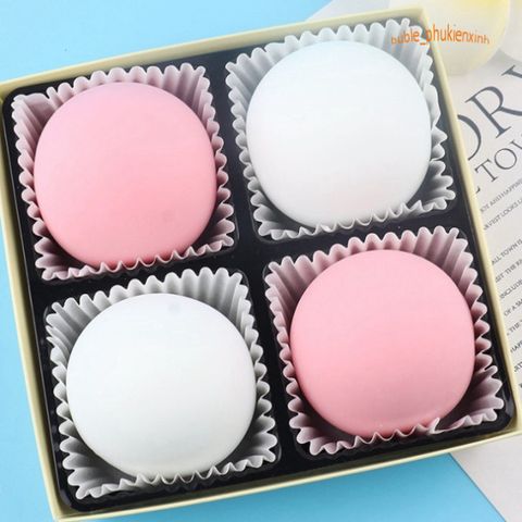 Hộp Squishy Mochi 4 Bánh Bao Trắng Hồng - Đồ Chơi Giải Tỏa Căng Thẳng Dễ Thương Cho Trẻ Em và Người Lớn