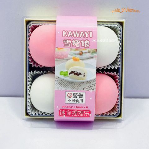 Hộp Squishy Mochi 4 Bánh Bao Trắng Hồng - Đồ Chơi Giải Tỏa Căng Thẳng Dễ Thương Cho Trẻ Em và Người Lớn