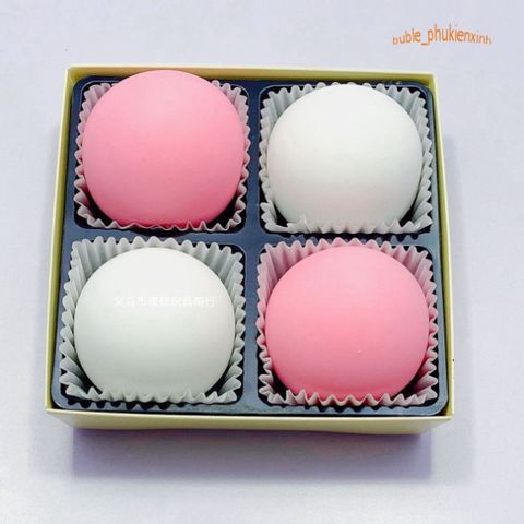 Hộp Squishy Mochi 4 Bánh Bao Trắng Hồng - Đồ Chơi Giải Tỏa Căng Thẳng Dễ Thương Cho Trẻ Em và Người Lớn