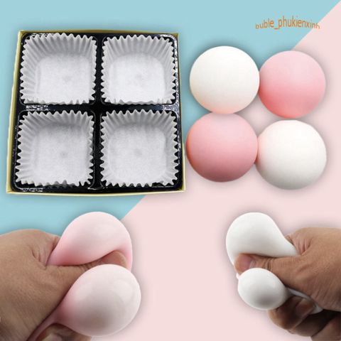Hộp Squishy Mochi 4 Bánh Bao Trắng Hồng - Đồ Chơi Giải Tỏa Căng Thẳng Dễ Thương Cho Trẻ Em và Người Lớn