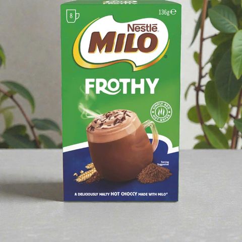 Hộp Milo Frothy Socola Nóng Hòa Tan 8 Gói - Đồ Uống Thơm Ngon Dễ Dàng Cho Mọi Lứa Tuổi