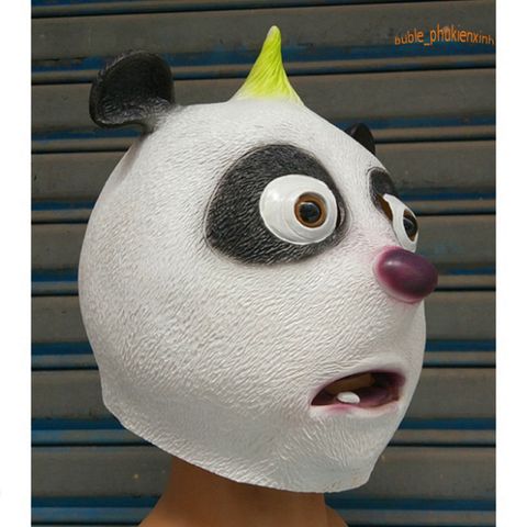 Mặt Nạ Gấu Trúc Panda Trùm Đầu - Phụ Kiện Hóa Trang Dễ Thương Cho Halloween và Video TikTok - Chất Liệu Latex Thân Thiện