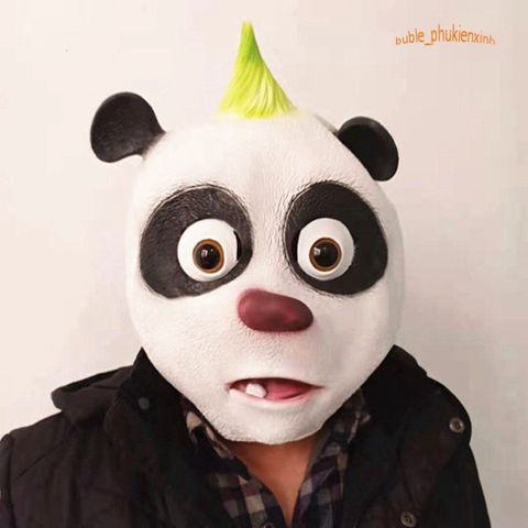 Mặt Nạ Gấu Trúc Panda Trùm Đầu - Phụ Kiện Hóa Trang Dễ Thương Cho Halloween và Video TikTok - Chất Liệu Latex Thân Thiện