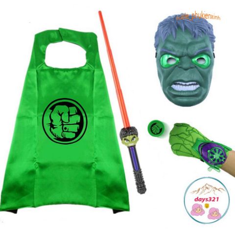 Bộ Hóa Trang HULK - Kiếm Laser Năng Lượng và Khiên Thủ Chưởng Cho Bé - Trang Phục Halloween Siêu Anh Hùng, Quà Tặng Sinh Nhật