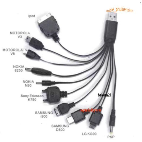 Dây sạc đa năng 10 đầu - Tương thích với laptop và thiết bị di động, sạc nhanh và ổn định, hàng chất lượng cao, đổi trả miễn phí