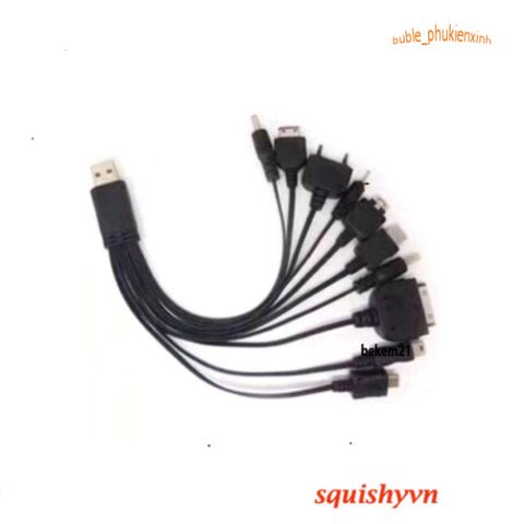Dây sạc đa năng 10 đầu - Tương thích với laptop và thiết bị di động, sạc nhanh và ổn định, hàng chất lượng cao, đổi trả miễn phí