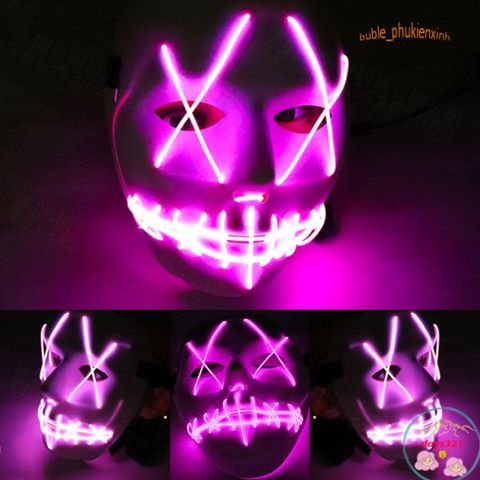 Mặt Nạ Phát Sáng LED Halloween Đa Màu - Mặt Nạ Hóa Trang Dạ Quang, Phụ Kiện Tiệc Đầy Màu Sắc Cho Mọi Lứa Tuổi