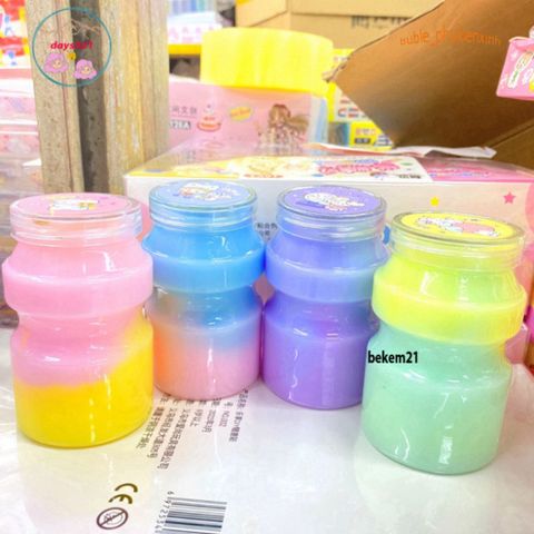 Hũ Slime Sữa Chuối Dâu Rainbow Pastel - Đồ Chơi Chất Nhầy Giải Trí Squishy Thú Vị Cho Trẻ Em