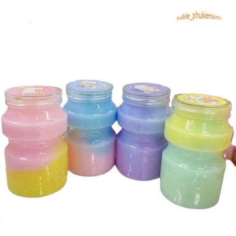 Hũ Slime Sữa Chuối Dâu Rainbow Pastel - Đồ Chơi Chất Nhầy Giải Trí Squishy Thú Vị Cho Trẻ Em