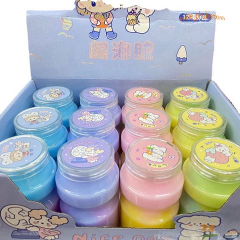 Hũ Slime Sữa Chuối Dâu Rainbow Pastel - Đồ Chơi Chất Nhầy Giải Trí Squishy Thú Vị Cho Trẻ Em