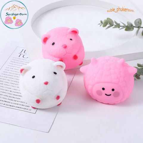 Đồ chơi Squishy Mochi hình chuột Hamster màu hồng dễ thương - Giảm stress, đàn hồi tuyệt vời cho trẻ từ 5 tuổi trở lên