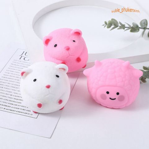 Đồ chơi Squishy Mochi hình chuột Hamster màu hồng dễ thương - Giảm stress, đàn hồi tuyệt vời cho trẻ từ 5 tuổi trở lên