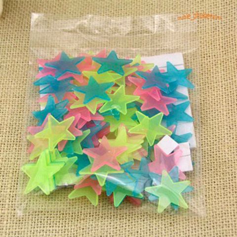 Gói 100 Ngôi Sao Dạ Quang Dán Tường 3cm - Trang Trí Nội Thất Huyền Bí, Phát Sáng Trong Đêm, Sáng Tạo Không Gian Ấm Áp