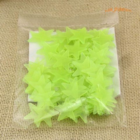 Gói 100 Ngôi Sao Dạ Quang Dán Tường 3cm - Trang Trí Nội Thất Huyền Bí, Phát Sáng Trong Đêm, Sáng Tạo Không Gian Ấm Áp