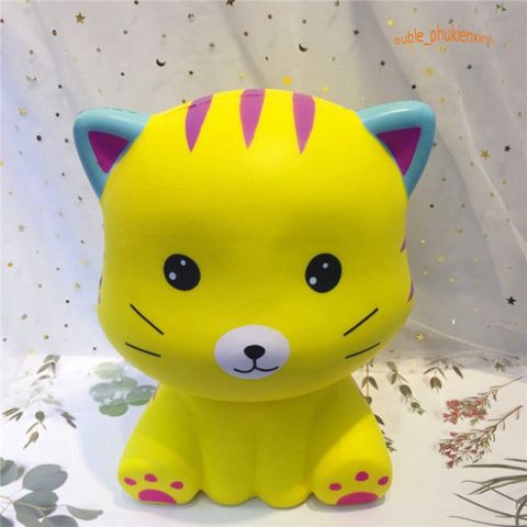 Đồ Chơi Squishy Mèo Vàng Ngồi Khổng Lồ - Dễ Thương, Mềm Mại, Giảm Stress, Quà Tặng Trẻ Em và Người Lớn