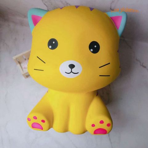 Đồ Chơi Squishy Mèo Vàng Ngồi Khổng Lồ - Dễ Thương, Mềm Mại, Giảm Stress, Quà Tặng Trẻ Em và Người Lớn