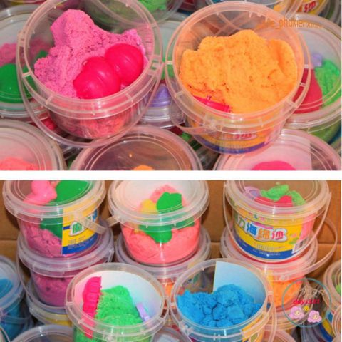 Hộp Cát Động Lực 1000ML Kèm 700gr Cát Nặn Chơi - Hộp Tròn Tiện Lợi Có Tay Xách Cho Trẻ Em