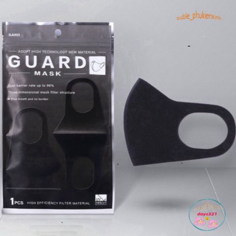 Khẩu Trang Vải Đen Trơn GUARD Hàn Quốc - Chống Bụi, Chống Nắng, Cotton Cao Cấp, Phong Cách Lịch Lãm, Dành Cho Nam Nữ