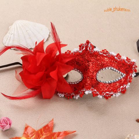 Mặt Nạ Halloween Nửa Mặt Lông Vũ Kim Sa Sang Trọng - Phụ Kiện Hóa Trang Độc Đáo Cho Tiệc 2023