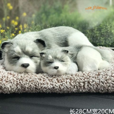 Bộ Thú Bông Cún Đốm Đen Trắng Mẹ Con - Thiết Kế Đẹp, Khử Mùi, Thanh Lọc Không Khí Cho Xe Hơi, Trắng Đen Sang Trọng, Đồ Trang Trí Độc Đáo