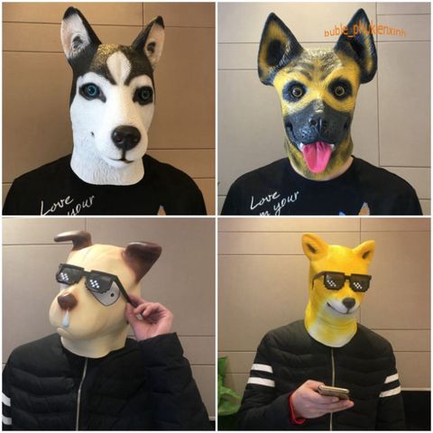 Mặt Nạ Chó Béc Giê Trùm Đầu - Hóa Trang Chất Lượng Cao Cho Shiba, Husky, Sói - Lý Tưởng Cho Halloween và Video Sáng Tạo