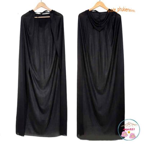 Áo Choàng Đen Hóa Trang Halloween Phù Thủy Ma Cà Rồng - Trang Phục Dự Tiệc Mùa Lễ Hội, Thời Trang Unisex Tuyệt Đẹp