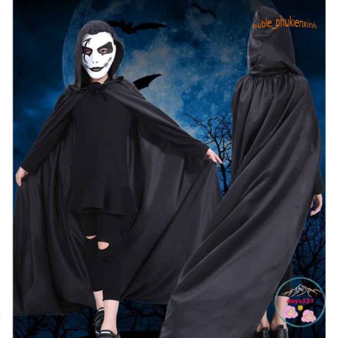 Áo Choàng Đen Hóa Trang Halloween Phù Thủy Ma Cà Rồng - Trang Phục Dự Tiệc Mùa Lễ Hội, Thời Trang Unisex Tuyệt Đẹp
