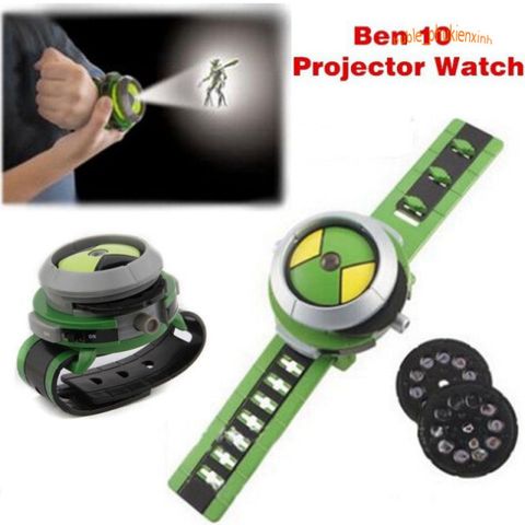 Đồng hồ chiếu hình Ben 10 cho trẻ em - Đồng hồ hoạt hình độc đáo chiếu hình ảnh nhân vật lên tường, bao gồm 10 hình ảnh.