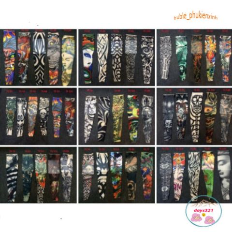 Găng Tay Hình Xăm Phong Cách - Phụ Kiện Thời Trang Cá Tính Dành Cho Phượt Thủ, Hoa Văn Ngẫu Nhiên, Thoải Mái và Nổi Bật