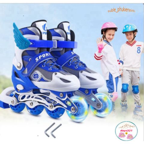 Giày Trượt Patin Phát Sáng Sport QF Thế Hệ Mới Cho Trẻ Em & Người Lớn - Thiết Kế Thời Trang, Kèm 2 Thanh Cờ Lê Tháo Lốp