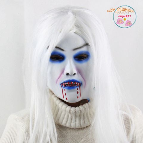 Mặt Nạ Ma Nữ Trắng Zombie - Mái Tóc Dài Mềm Mại, Trang Điểm Halloween Hoàn Hảo cho Tết Trung Thu và Sự Kiện Hóa Trang