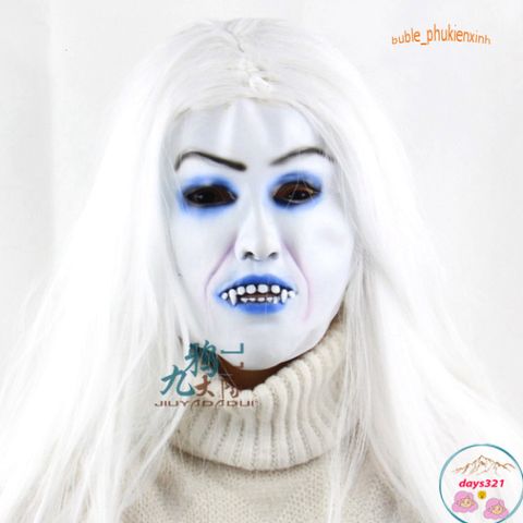 Mặt Nạ Ma Nữ Trắng Zombie - Mái Tóc Dài Mềm Mại, Trang Điểm Halloween Hoàn Hảo cho Tết Trung Thu và Sự Kiện Hóa Trang