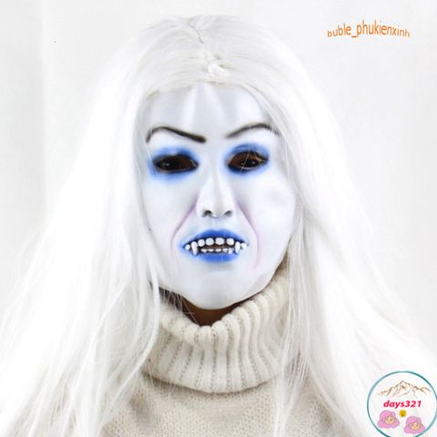 Mặt Nạ Ma Nữ Trắng Zombie - Mái Tóc Dài Mềm Mại, Trang Điểm Halloween Hoàn Hảo cho Tết Trung Thu và Sự Kiện Hóa Trang