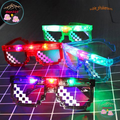 Kính Thuglife 6 Chấm MINECRAFT Đèn LED - Kính Mắt Thời Trang Độc Đáo, Thiết Kế Nhiều Màu Sắc Cho Tiệc Tùng và Hoạt Động Ngoài Trời