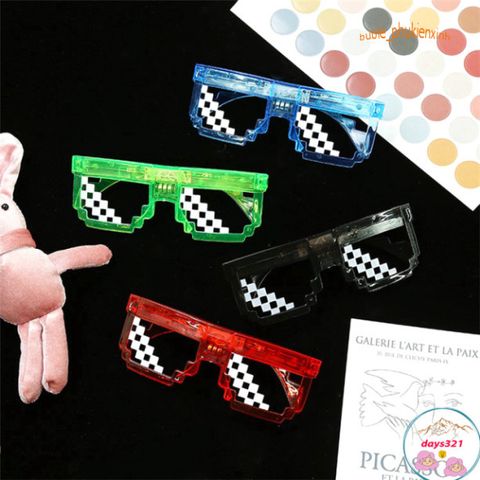 Kính Thuglife 6 Chấm MINECRAFT Đèn LED - Kính Mắt Thời Trang Độc Đáo, Thiết Kế Nhiều Màu Sắc Cho Tiệc Tùng và Hoạt Động Ngoài Trời