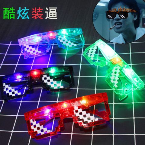 Kính Thuglife 6 Chấm MINECRAFT Đèn LED Nhiều Màu - Phụ Kiện Thời Trang Độc Đáo, Phát Sáng Cá Tính Cho Giới Trẻ