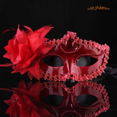 Mặt Nạ Ren Lông Vũ Đính Kim Sa Ga-mysterious - Phụ Kiện Thời Trang Đi Dự Tiệc và Khiêu Vũ Rực Rỡ