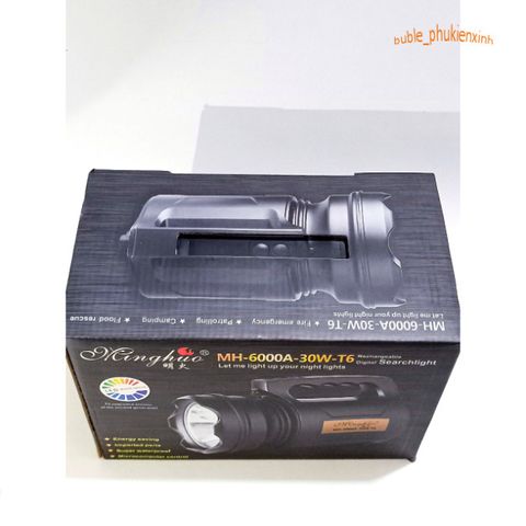 Đèn Pin Siêu Sáng MH-6000 - 30W, Pin 6000mAh, Chiếu Sáng Trắng Cao Cấp, Lý Tưởng Cho Cắm Trại, Vườn, Kho Hàng