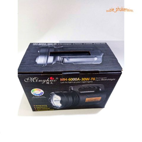 Đèn Pin Siêu Sáng MH-6000 - 30W, Pin 6000mAh, Chiếu Sáng Trắng Cao Cấp, Lý Tưởng Cho Cắm Trại, Vườn, Kho Hàng