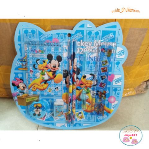 Bộ Đồ Dùng Học Tập Dễ Thương Hình Siêu Nhân, Doremon, Mickey, Elsa - Bút Chì, Thước Kẻ, Gọt Chì, Tẩy Chì 4 Trong 1 cho Trẻ Em