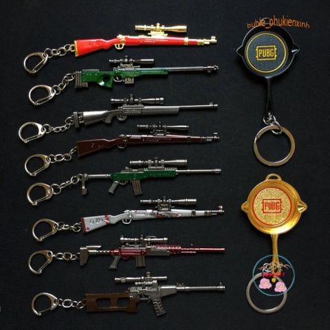 Móc Khóa PUBG Chất Liệu Kim Loại - Bộ Sưu Tập Súng AWM, AKM, M416 & Phụ Kiện Game Bắn Súng Độc Đáo Cho Fan Hâm Mộ