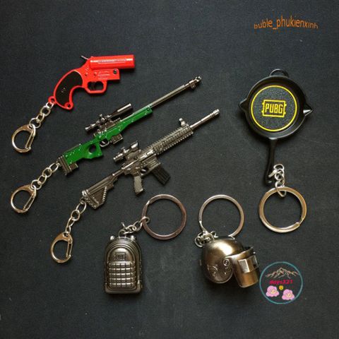 Móc Khóa PUBG Chất Liệu Kim Loại - Bộ Sưu Tập Súng AWM, AKM, M416 & Phụ Kiện Game Bắn Súng Độc Đáo Cho Fan Hâm Mộ