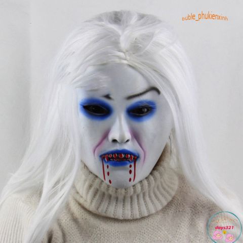 Mặt Nạ Ma Nữ Tóc Dài Trắng Đỏ - Phụ Kiện Hóa Trang Halloween Và Trung Thu - Ấn Tượng Độc Đáo Cho Tiệc Tùng