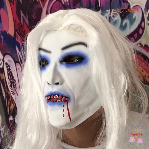 Mặt Nạ Ma Nữ Tóc Dài Trắng Đỏ - Phụ Kiện Hóa Trang Halloween Và Trung Thu - Ấn Tượng Độc Đáo Cho Tiệc Tùng