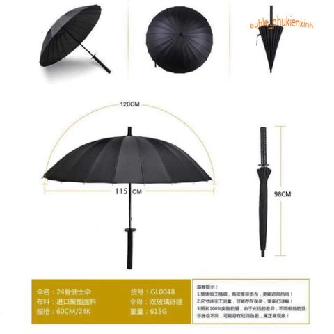 Ô Che Nắng Kiếm Khách Katana - 24 Lá Chống Lật Đa Năng, Tiện Lợi Cho Mùa Hè Và Mưa, Kèm Túi Vải Đựng Cao Cấp