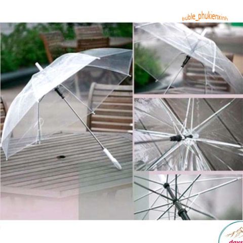 Ô Dù Trong Suốt Thời Trang Chống Nước - Phụ Kiện Mùa Mưa Sành Điệu, Khung Đen hoặc Trắng, Thiết Kế Hiện Đại