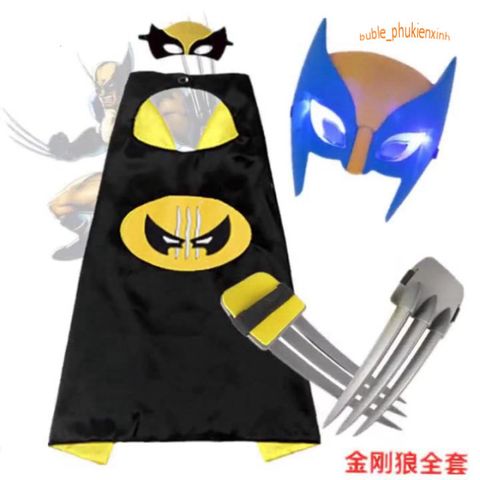 Bộ trang phục Người Sói Wolverine cho bé trai - Áo choàng, mặt nạ phát sáng Cosplay Siêu Anh Hùng - Quà tặng hoàn hảo cho trẻ em