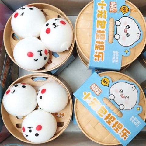 Bánh Bao Squishy Mềm Mịn - Hộp 3 Chiếc Gấu Trắng Hình Mặt Hề Đồ Chơi Giảm Căng Thẳng Cho Trẻ Em Và Người Lớn