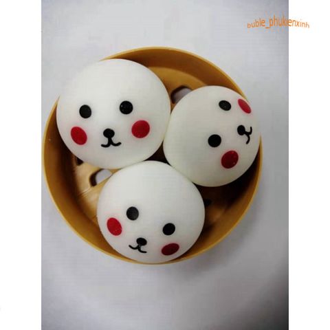Bánh Bao Squishy Mềm Mịn - Hộp 3 Chiếc Gấu Trắng Hình Mặt Hề Đồ Chơi Giảm Căng Thẳng Cho Trẻ Em Và Người Lớn